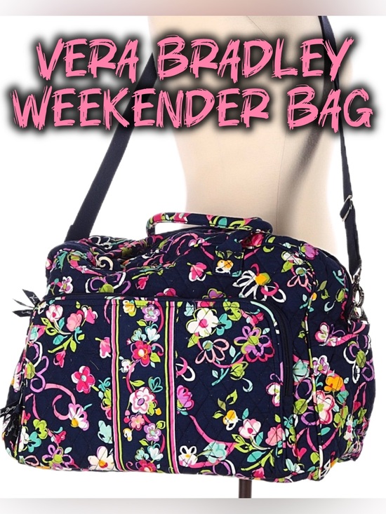 Vera Bradley Handbags - Vera Bradley RIBBONS Navy Floral Quilted Weekender Bag with New Ditty Bag